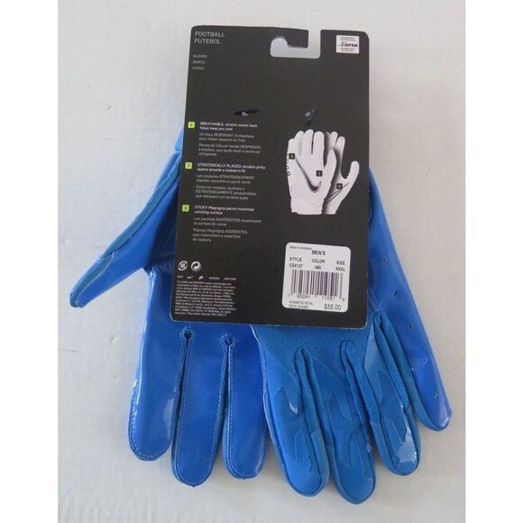 Nike CZ4127-490 Men's Sz 3XL Blue/White Vapor Jet Football Gloves - Picture 2 of 8